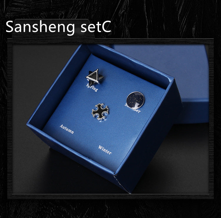 925 Silver Men''s Earrings Set