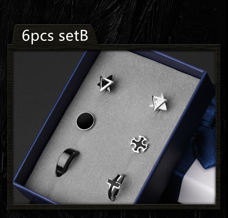 925 Silver Men''s Earrings Set