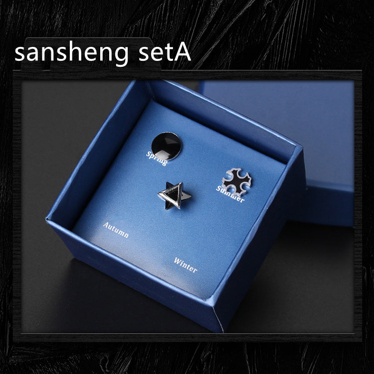 925 Silver Men''s Earrings Set