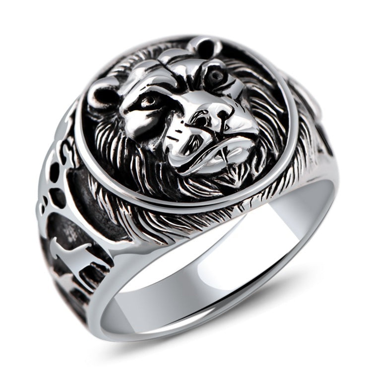 925 Sterling Silver Jewelry Domineering Lion Beast Men's Ring