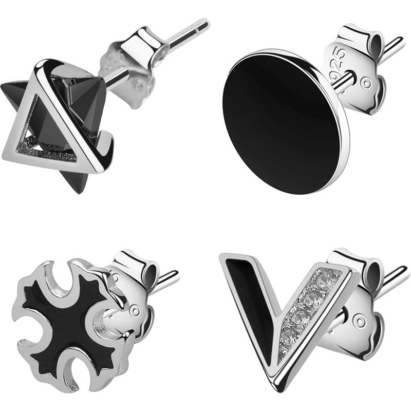 925 Silver Men''s Earrings Set