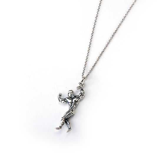 925 Sterling Silver Muscle Man Necklace