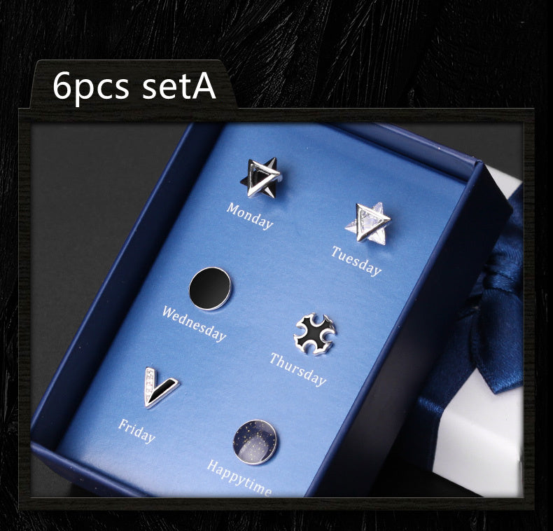 925 Silver Men''s Earrings Set