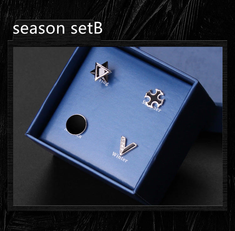 925 Silver Men''s Earrings Set