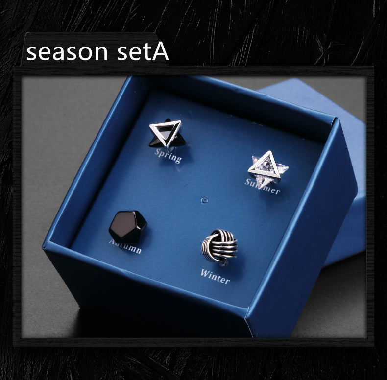 925 Silver Men''s Earrings Set