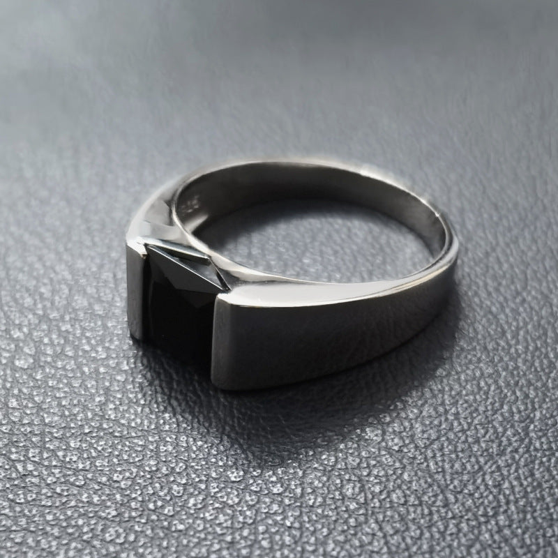 925 Sterling Silver Sapphire Emerald Men's Ring