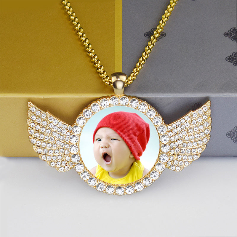 Customized Angel Wings Medallions Photo Locket