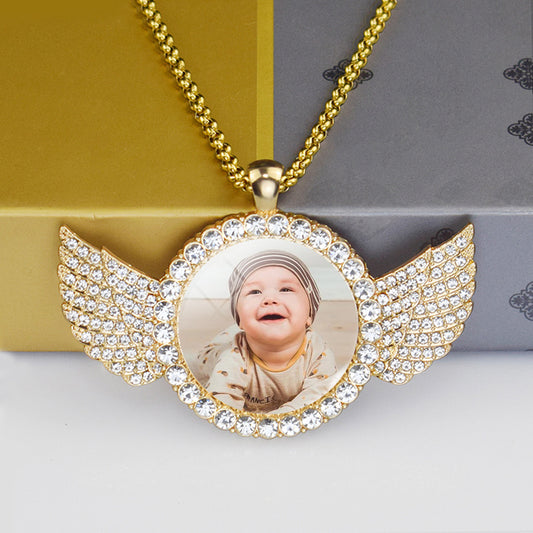 Customized Angel Wings Medallions Photo Locket