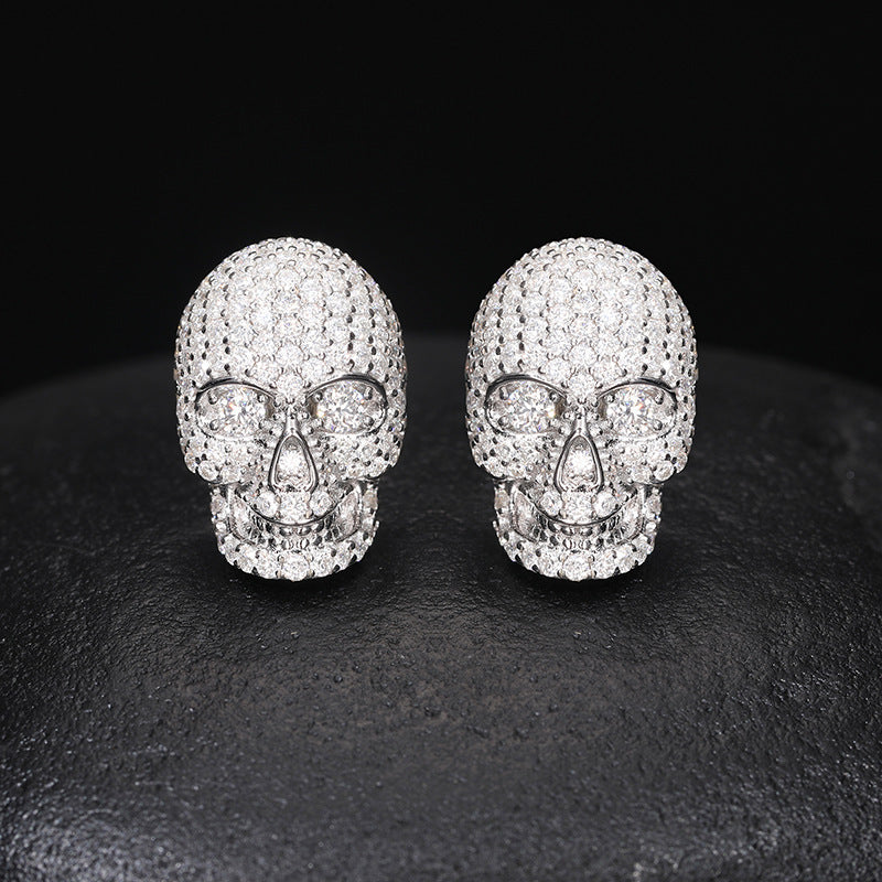 Certified 925 Silver Skull Moissanite Stud