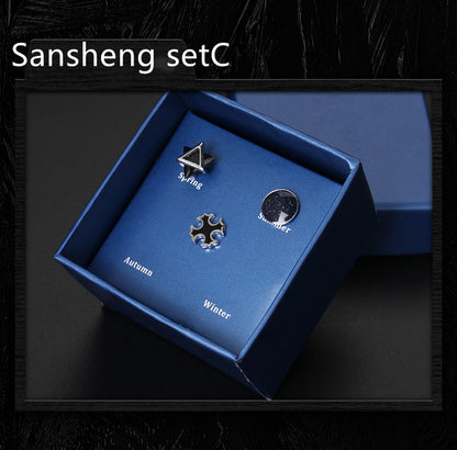 925 Silver Men''s Earrings Set