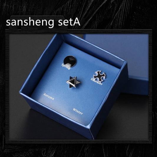 925 Silver Men''s Earrings Set