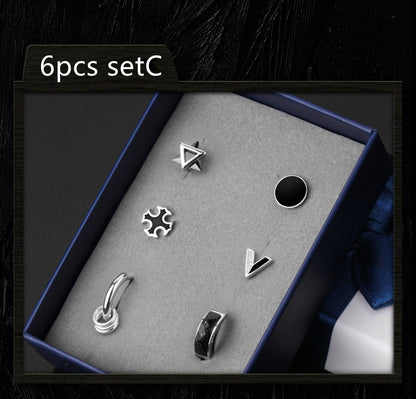 925 Silver Men''s Earrings Set