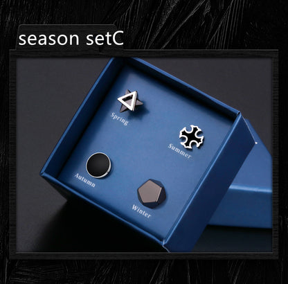 925 Silver Men''s Earrings Set