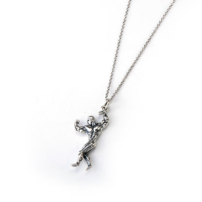 925 Sterling Silver Muscle Man Necklace