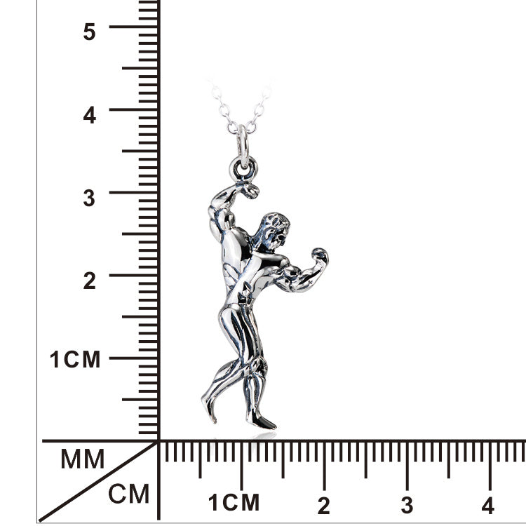 925 Sterling Silver Muscle Man Necklace