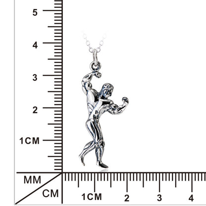 925 Sterling Silver Muscle Man Necklace