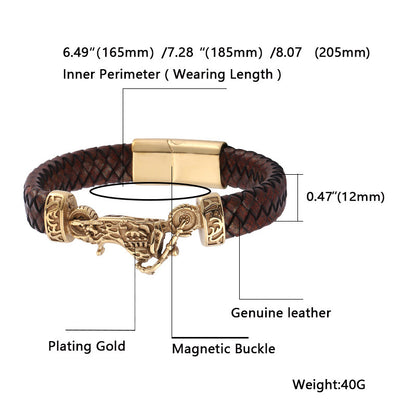 New Woven Motorcycle Leather Bracelet