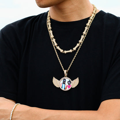 Customized Angel Wings Medallions Photo Locket