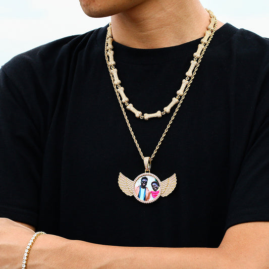 Customized Angel Wings Medallions Photo Locket