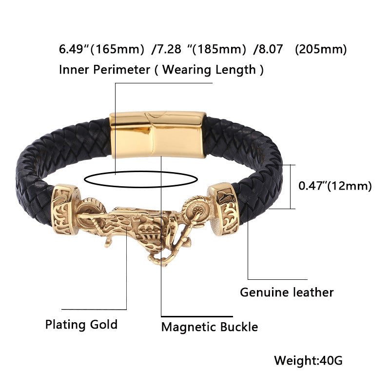 New Woven Motorcycle Leather Bracelet