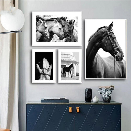 Black And White Horse Canvas Art