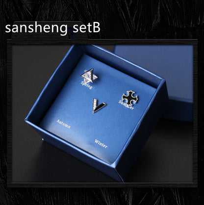 925 Silver Men''s Earrings Set