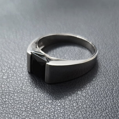 925 Sterling Silver Sapphire Emerald Men's Ring