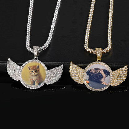Customized Angel Wings Medallions Photo Locket