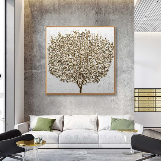 Golden Big Tree Abstract Art