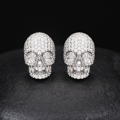 Certified 925 Silver Skull Moissanite Stud