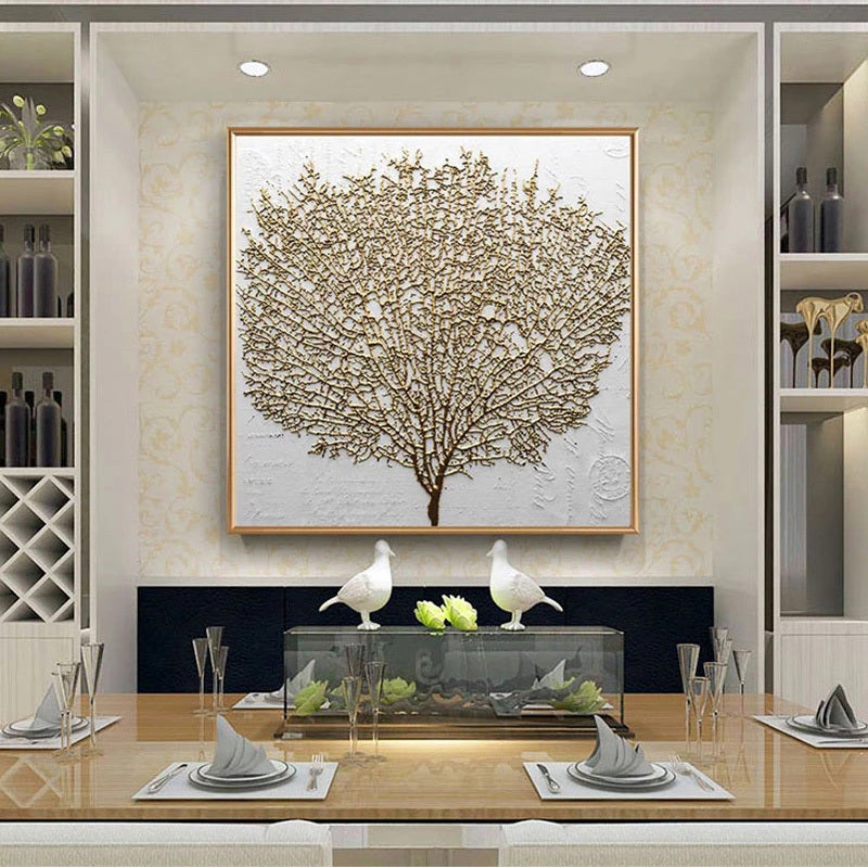 Golden Big Tree Abstract Art