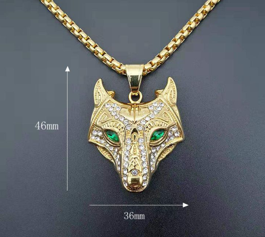 Viking Wolf Head Men Necklace